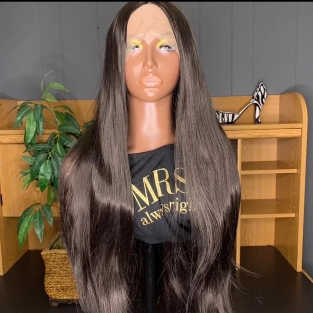 New 32inch Premium Jet Black Synthetic Lace Front Hair Wig